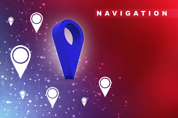 Fototapete - 3d rendering Red map pointer
