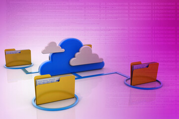 Poster - 3d rendering cloud  folder network
