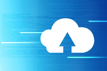 Sticker - 2d illustration Cloud with uploading arrow 
