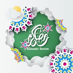 Wall Mural - Ramadan kareem illustration in paper style