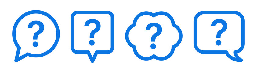 Wall Mural - Question mark on speech bubble icon set. Help, FAQ icon. Vector illustration