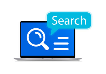 Aufkleber - Search icon on computer laptop vector illustration.