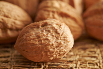 Wall Mural - close up of walnuts