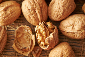 Close up of peeled walnuts