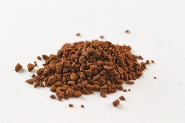 Wall Mural - instant coffee granules on a white background