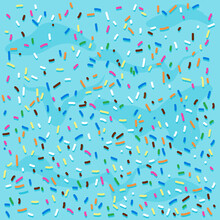 Blue Frosting Background With Colorful Sprinkles. Vector Illustration