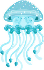 Poster - Blue Jellyfish or Sea Jelly with Umbrella-shaped Bell and Trailing Tentacles