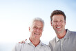 © Stigur/peopleimages.com - Like father, like son. Cropped portrait of a mature man and his senior father standing outside.