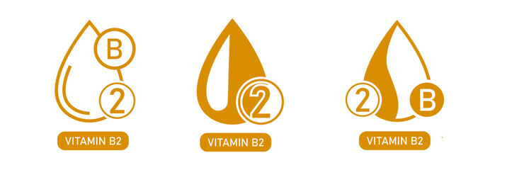 Canvas Print - vitamin b2 supplement, drop, logo, icon set vector illustration