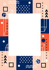 Aufkleber - rectangular frame with geometric shapes and abstract elements template