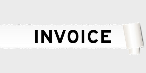 Sticker - Ripped gray paper background that have word invoice under torn part