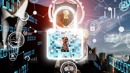 Aufkleber - cyber security encryption technology to protect data privacy conceptual . 3d render computer graphic