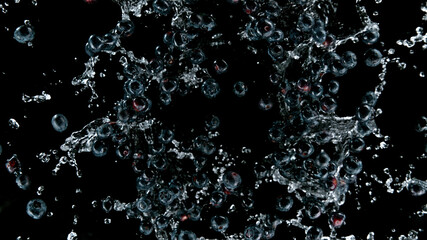 Sticker - Freeze motion of blueberries in water splash.