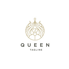 Poster - Beauty queen line logo icon design template flat vector