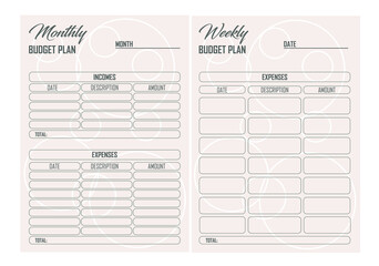monthly and weekly budget plan vector illustration