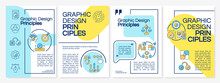 Graphic Design Principles Blue And Yellow Brochure Template. Content Production. Leaflet Design With Linear Icons. 4 Vector Layouts For Presentation, Annual Reports. Questrial, Lato-Regular Fonts Used
