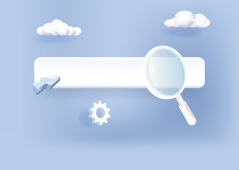 Leinwandbilder - Search bar template for website. Navigation search for browser. Realistic 3d arrow, cursor.
