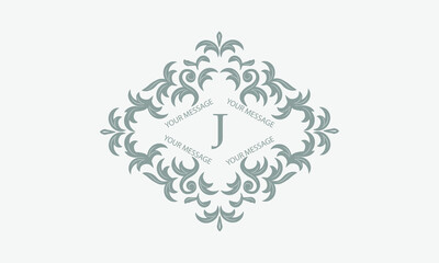 Wall Mural - Exquisite floral logo with calligraphic letter J. Business sign, identity monogram for restaurant, boutique, hotel, heraldic, jewelry.