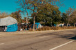 A street in LA with unhoused people tents, crisis in California.