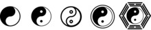 Yin Yang Icon Set, Yin And Yang Symbol Isolated On White Background