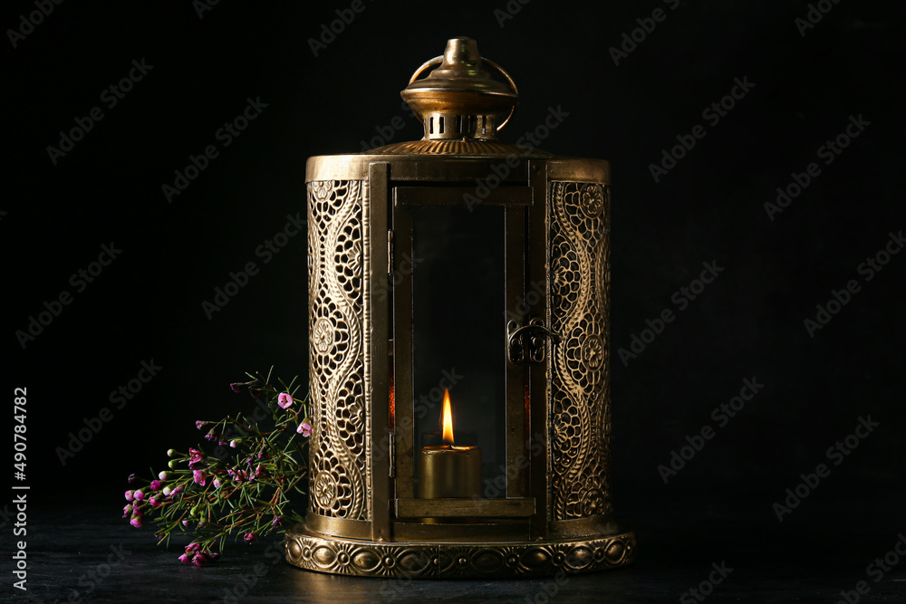 Muslim lantern on dark  background
