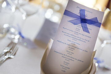 Poster - Close-up shot of wedding details and confetti gifts and chalice glass