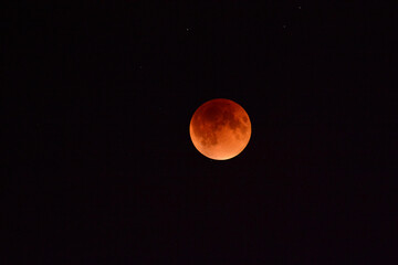 Wall Mural - Super full blood moon with total lunar eclipse on dark sky