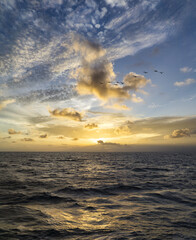 Canvas Print - Vertical shot of the beautiful sunset above the sea.