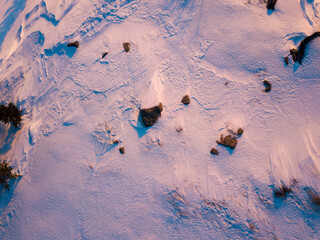 Wall Mural - Top view of the snowy Vitosha mountain during the sunset in Sofia, Bulgaria