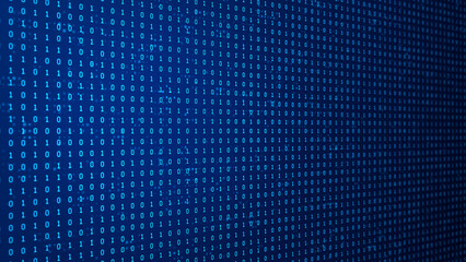 Aufkleber - Illustration of running binary codes on a blue background