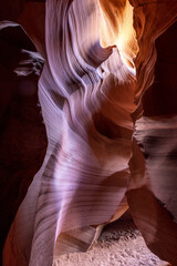 Poster - Beautiful view of amazing sandstone formations in the famous Antelope Canyon on a sunny day, USA