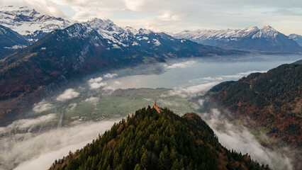 Wall Mural - Natural landscape of a mountain covered in snow