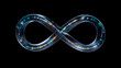 canvas print picture - 3d render Glass Infinity symbol with neon in loop animation with alpha channel