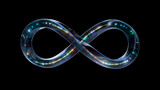 Fototapeta Przestrzenne - 3d render Glass Infinity symbol with neon in loop animation with alpha channel