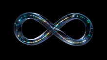 3d Render Glass Infinity Symbol With Neon In Loop Animation With Alpha Channel
