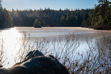 Poster - Beautiful view of the frozen Hobson Lake in Nova Scotia