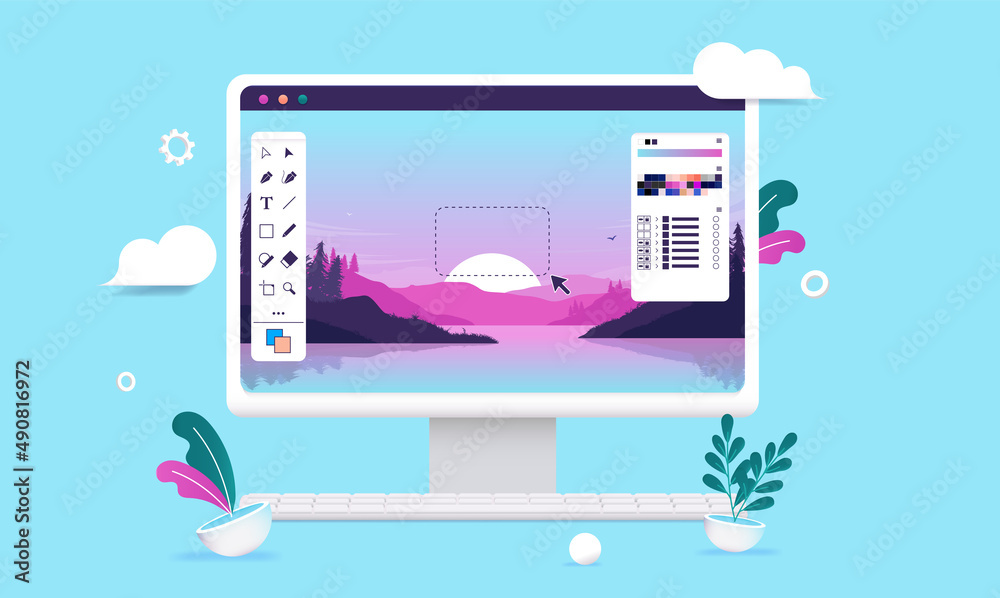 Photo editing on desktop computer - Photo editor and graphic design ...