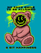 street art graffiti style teddy bear illustration and happy emoticon with slogan print design