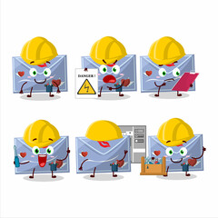 Sticker - Professional Lineman blue love envelope cartoon character with tools