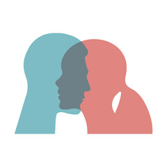 Wall Mural - Profiles of men and women, symbol of love