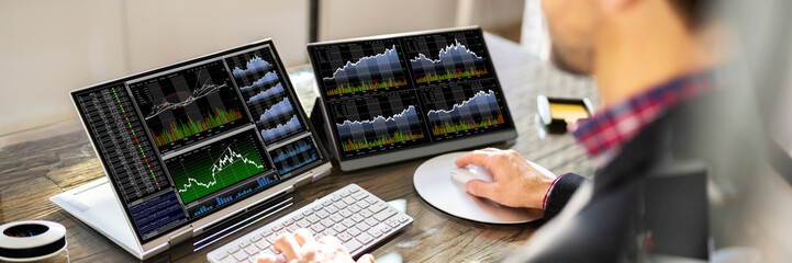 Poster - Man Trading Stock Market Exchange Online