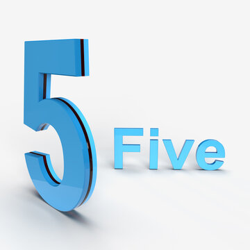 5 Digit number alphabet 3d rendering high-quality 3d rendering illustration on white background