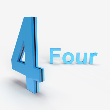4 Digit number alphabet 3d rendering high-quality 3d rendering illustration on white background