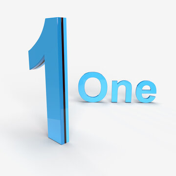 1 Digit number alphabet 3d rendering high-quality 3d rendering illustration on white background