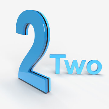 2 Digit number alphabet 3d rendering high-quality 3d rendering illustration on white background