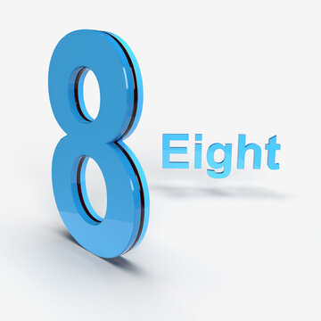 8 Digit number alphabet 3d rendering high-quality 3d rendering illustration on white background