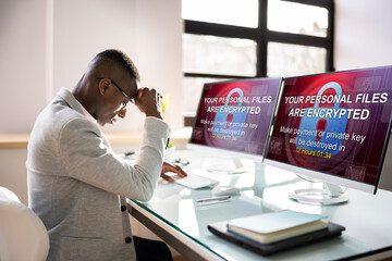 Poster - Ransomware Malware Attack. Business Computer Hacked