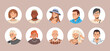 © absent84 - Different People Avatars. Set of Circle User Portraits. Male and Female Characters. Man and Woman in Trendy Outfit. Guys and Girls with Different Hairstyles and Ethnicities. Flat Vector Illustration