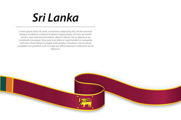 Canvas Print - Waving ribbon or banner with flag of Sri Lanka