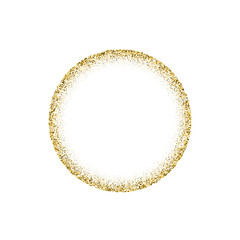 Wall Mural - Gold glitter circle frame with shiny confetti on border, 3d realistic elegant glowing sand